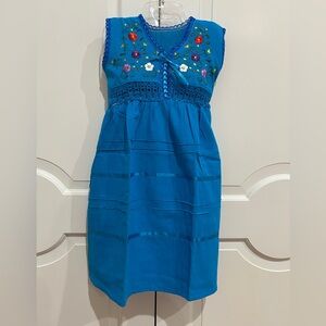 Floral Embroidered Blue Girl Dress.
